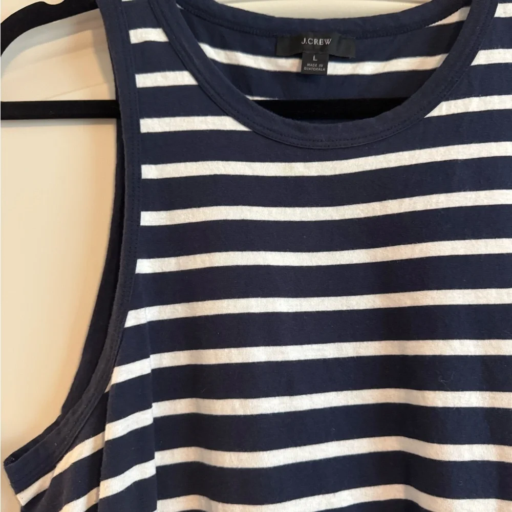 J. Crew Knit Cutaway Mini Dress in Navy/White Stripe - size L